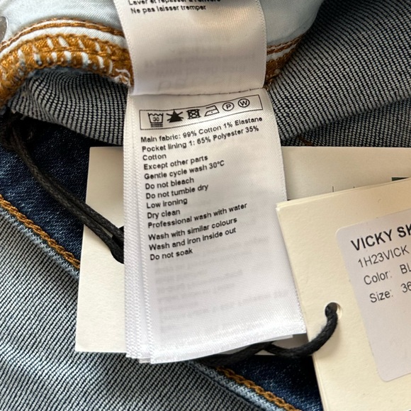 Evereve ba&sh Vicky Denim Skirt Size 36 NWT Colorblock Midi Skirt High Rise - Picture 12 of 12